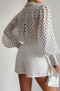 FLEETWOOD BLOUSE - WHITE POLKA