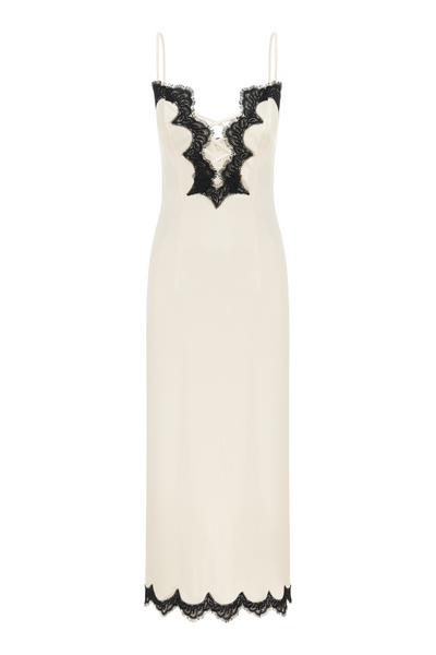 NULI MIDI DRESS - WHITE/BLACK