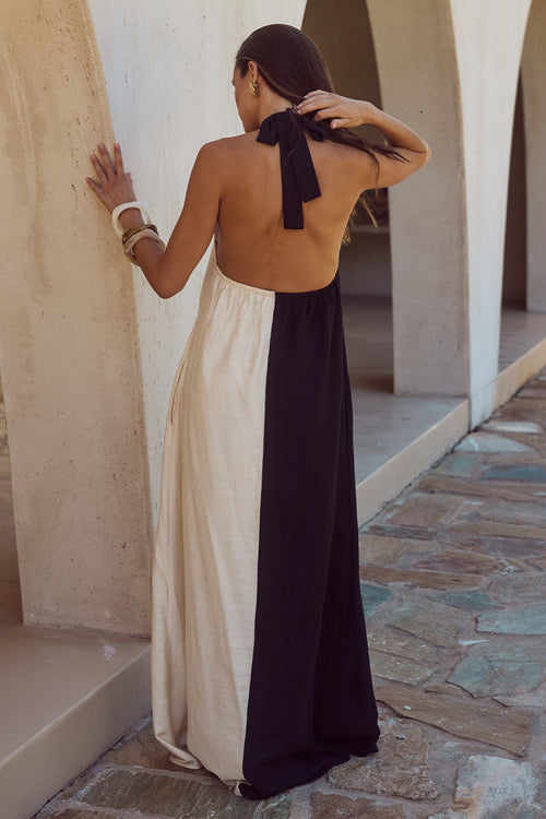 RIVIERA MAXI DRESS - BLACK/SAND