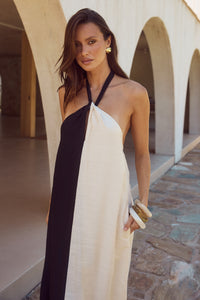 RIVIERA MAXI DRESS - BLACK/SAND