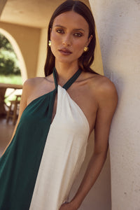 RIVIERA MAXI DRESS - EMERALD/SAND