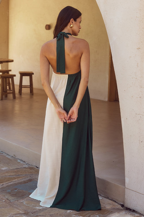 RIVIERA MAXI DRESS - EMERALD/SAND