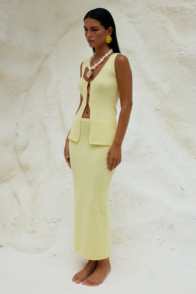 NADINA MIDI SKIRT - LEMON