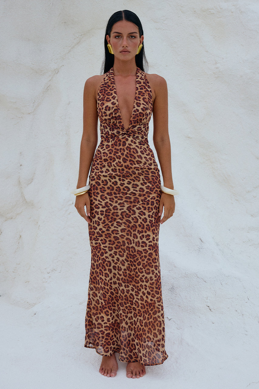 TENAYA MAXI DRESS - LEOPARD PRINT