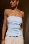 ASHTON STRAPLESS TOP - ICE BLUE