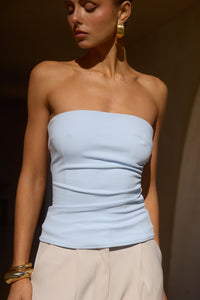 ASHTON STRAPLESS TOP - ICE BLUE