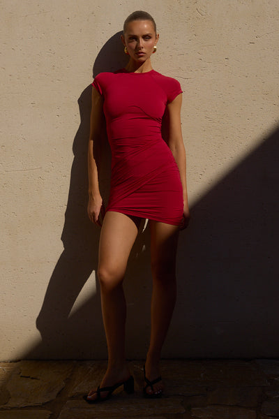 MARKINA MINI DRESS - CHERRY RED