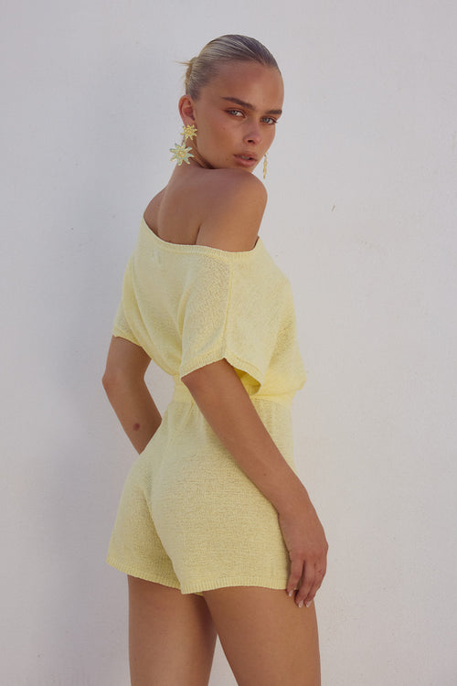 MIAMI KNIT PLAYSUIT - LEMON