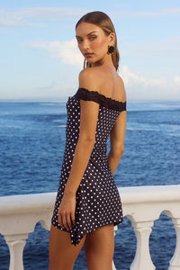 ZURI MINI DRESS - BLACK POLKA