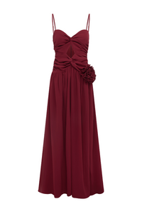 DANIKA SIDE SLIT MAXI DRESS - BERRY