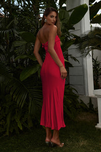 PEREZ LONG MIDI DRESS - RED