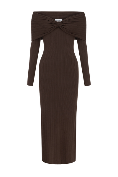 AIRILIE MIDI DRESS - BROWN