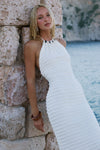 ADALEE RUFFLE TEXTURE MAXI DRESS - WHITE