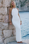 ADALEE RUFFLE TEXTURE MAXI DRESS - WHITE