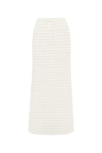 ADALEE RUFFLE TEXTURE MAXI SKIRT - WHITE