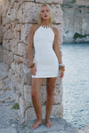 ADALEE RUFFLE TEXTURE MINI DRESS - WHITE