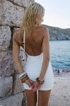 ADALEE RUFFLE TEXTURE MINI DRESS - WHITE