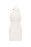 ADALEE RUFFLE TEXTURE MINI DRESS - WHITE