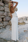 ADALEE RUFFLE TEXTURE STRAPLESS TOP - WHITE