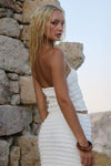 ADALEE RUFFLE TEXTURE STRAPLESS TOP - WHITE