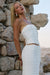 ADALEE RUFFLE TEXTURE STRAPLESS TOP - WHITE