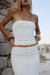 ADALEE RUFFLE TEXTURE STRAPLESS TOP - WHITE