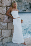 ADALEE RUFFLE TEXTURE MAXI SKIRT - WHITE
