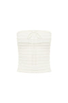 ADALEE RUFFLE TEXTURE STRAPLESS TOP - WHITE