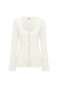 ADALEE RUFFLE TEXTURE TOP - WHITE