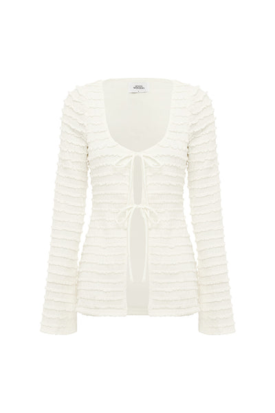 ADALEE RUFFLE TEXTURE TOP - WHITE