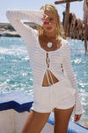 ADALEE RUFFLE TEXTURE TOP - WHITE