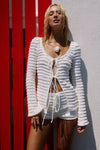 ADALEE RUFFLE TEXTURE HOT SHORT - WHITE