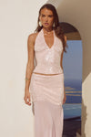 ADELUNA SHEER BOTTOM MAXI SKIRT - LIGHT PINK