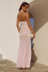 ADELUNA SHEER BOTTOM MAXI SKIRT - LIGHT PINK
