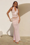 ADELUNA SHEER BOTTOM MAXI SKIRT - LIGHT PINK