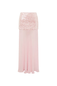 ADELUNA SHEER BOTTOM MAXI SKIRT - LIGHT PINK