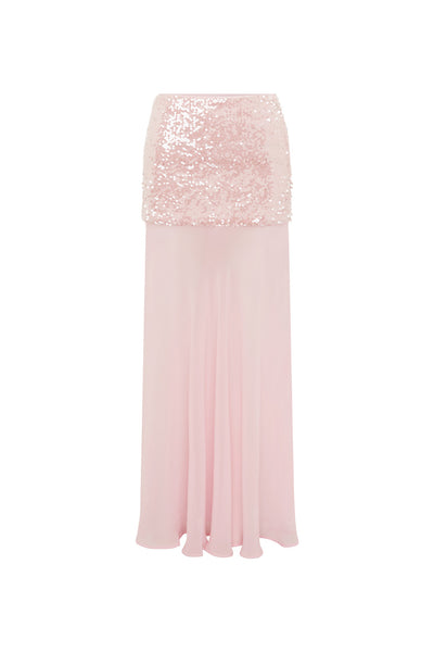 ADELUNA SHEER BOTTOM MAXI SKIRT - LIGHT PINK