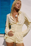 ADORA SHIRRED HOT SHORT - LEMON