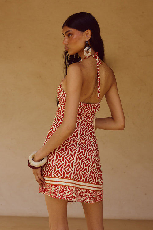 ALARA HALTER MINI DRESS - ALARA RED