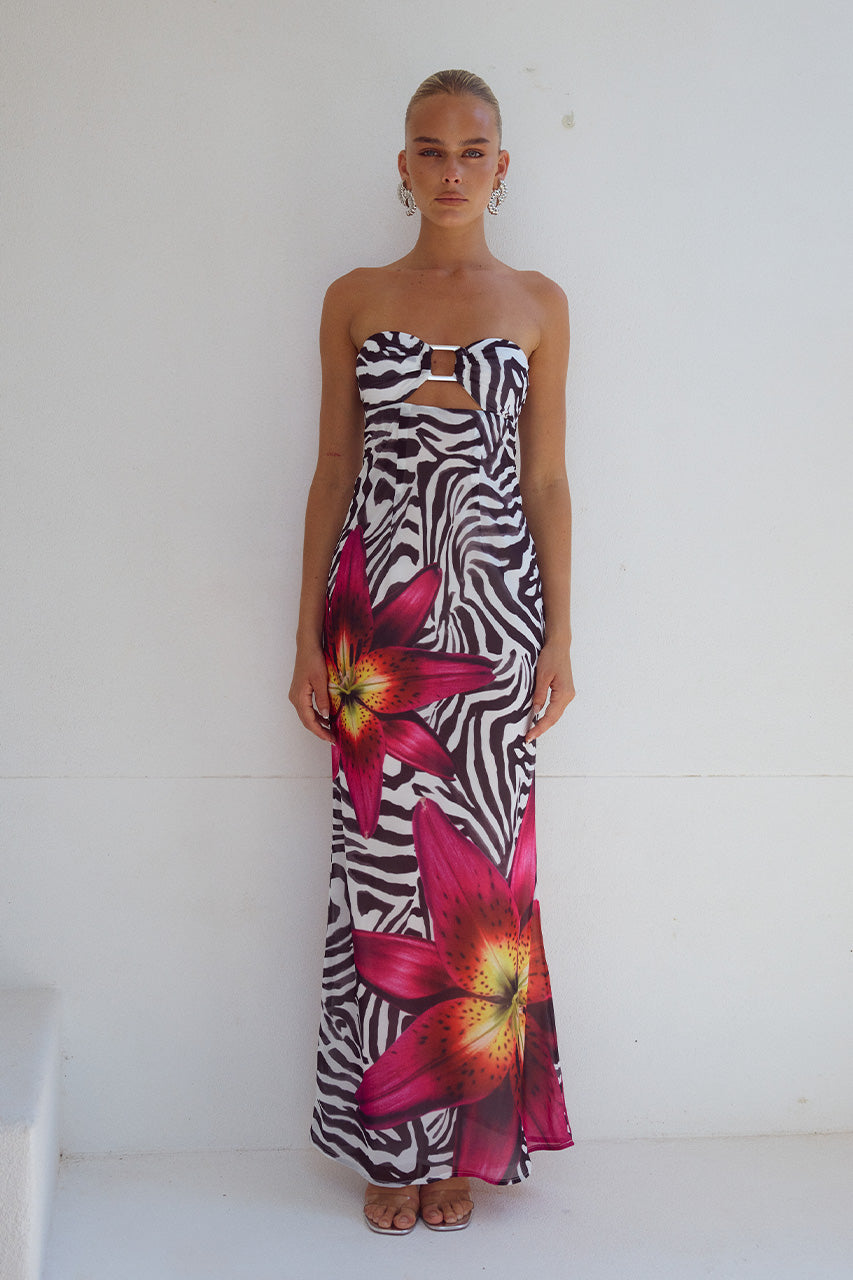 ALESSIA MAXI DRESS - ZEBRA FLORAL