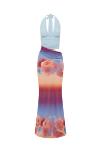 ALEXIS HALTER CUT OUT MAXI DRESS - NADIA PINK OMBRE