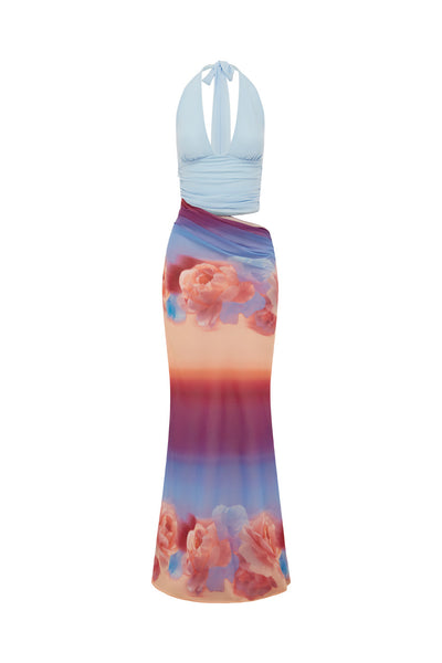 ALEXIS HALTER CUT OUT MAXI DRESS - NADIA PINK OMBRE