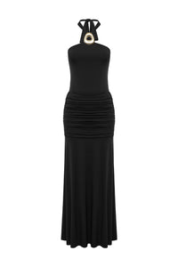 ALOLA HALTER MAXI DRESS - BLACK