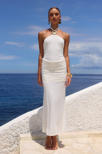ALOLA HALTER MAXI DRESS - WHITE