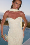 AMANA STRAPLESS SCARF MAXI DRESS - LEMON