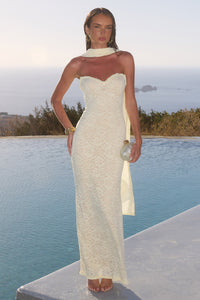 AMANA STRAPLESS SCARF MAXI DRESS - LEMON
