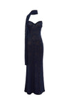 AMANA STRAPLESS SCARF MAXI DRESS - NAVY