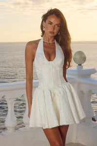AMITY V- NECK CORSET MINI DRESS - IVORY
