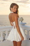 AMITY V- NECK CORSET MINI DRESS - IVORY