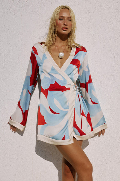 AMOREE LONG SLEEVE MINI DRESS - AMOREE RED
